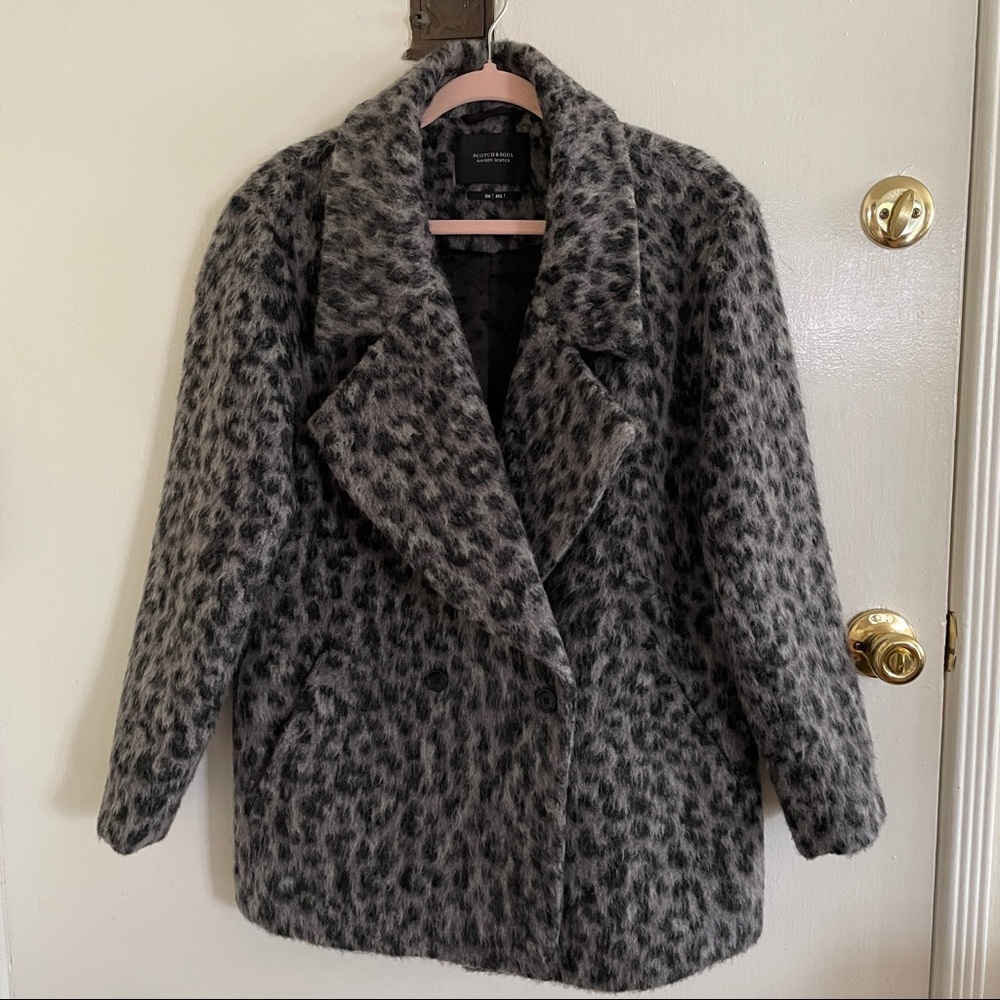 Scotch & Soda Winter Wool Leopard Coat - Picture 1 of 6
